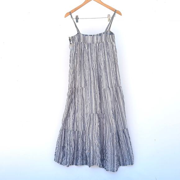 Jenni Kayne Summer Dress Midi Ink Striped Blue White Cotton Small Strappy - Picture 3 of 8